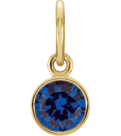 86179 Charm Set 14K Yellow Round Imitation Blue Sapphire 4 Mm Polished Posh Mommy Imitation Birthstone Charm