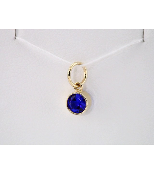 86179 Charm Set 14K Yellow Round Imitation Blue Sapphire 4 Mm Polished Posh Mommy Imitation Birthstone Charm