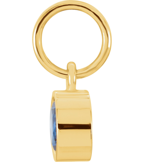 86179 Charm Set 14K Yellow Round Imitation Blue Sapphire 4 Mm Polished Posh Mommy Imitation Birthstone Charm