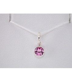 86179 Charm Set 14K White Round Imitation Pink Tourmaline 4 Mm Polished Posh Mommy Imitation Pink Tourmaline Birthst Charm