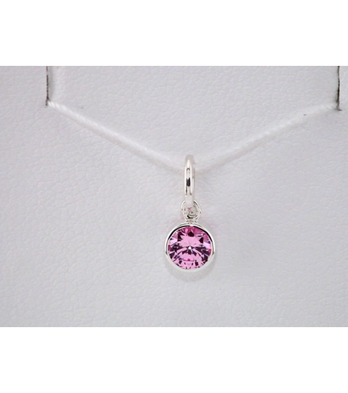 86179 Charm Set 14K White Round Imitation Pink Tourmaline 4 Mm Polished Posh Mommy Imitation Pink Tourmaline Birthst Charm