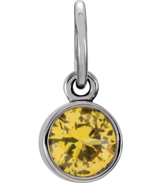 86179 Charm Set 14K White Round Imitation Citrine 4 Mm Polished Posh Mommy Imitation Citrine Birthst Charm