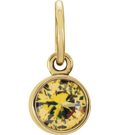 86179 Charm Set 14K Yellow Round Imitation Citrine 4 Mm Polished Posh Mommy Imitation Citrine Birthst Charm