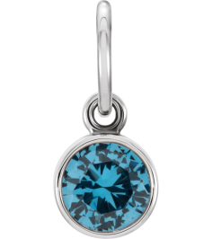 86179 Charm Set 14K White Round Imitation Blue Zircon 4 Mm Polished Posh Mommy Imitation Blue Zircon Birthst Charm