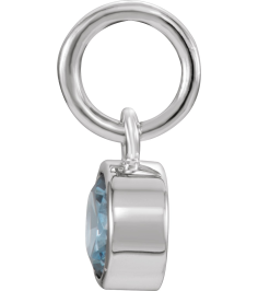 86179 Charm Set 14K White Round Imitation Blue Zircon 4 Mm Polished Posh Mommy Imitation Blue Zircon Birthst Charm