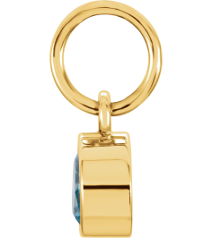 86179 Charm Set 14K Yellow Round Imitation Blue Zircon 4 Mm Polished Posh Mommy Imitation Blue Zircon Birthst Charm