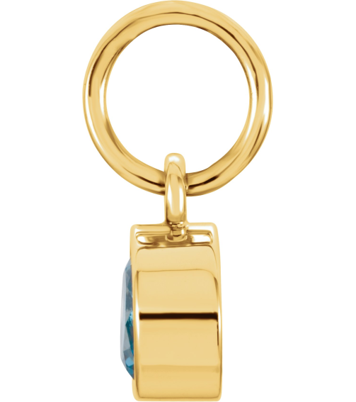 86179 Charm Set 14K Yellow Round Imitation Blue Zircon 4 Mm Polished Posh Mommy Imitation Blue Zircon Birthst Charm
