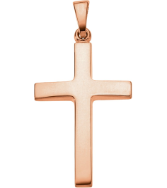 R41279 Pendant 14K Rose 30.2 X 15.9 Mm Polished Cross Pendant