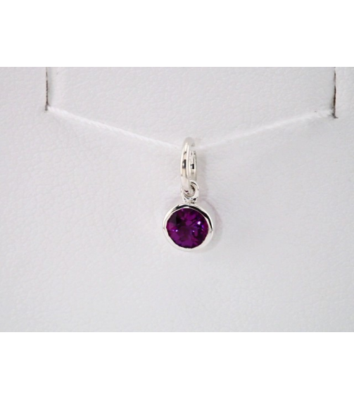 86179 Charm Set Sterling Silver Round Imitation Amethyst 4 Mm Polished Posh Mommy Imitation Amethyst Birthstone
