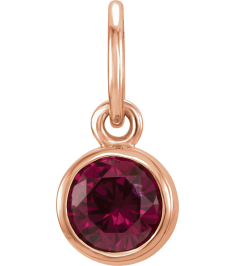 86179 Charm Set 14K Rose Round Imitation Mozambique Garnet 4 Mm Polished Posh Mommy Imitation Birthstone Charm