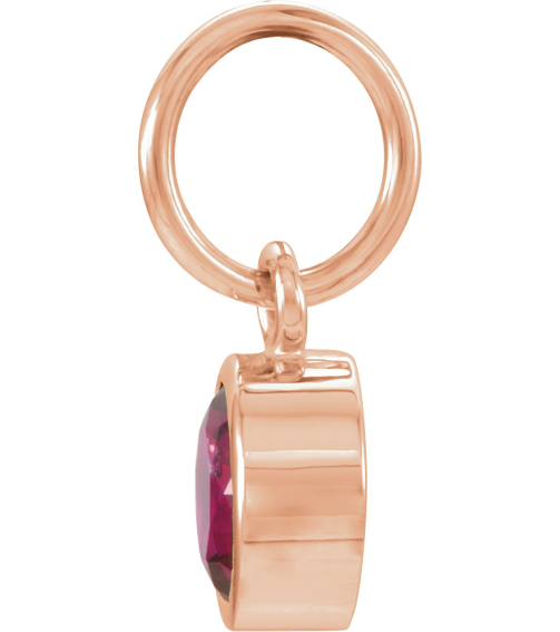86179 Charm Set 14K Rose Round Imitation Mozambique Garnet 4 Mm Polished Posh Mommy Imitation Birthstone Charm