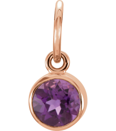 86179 Charm Set 14K Rose Round Imitation Amethyst 4 Mm Polished Posh Mommy Imitation Birthstone Charm