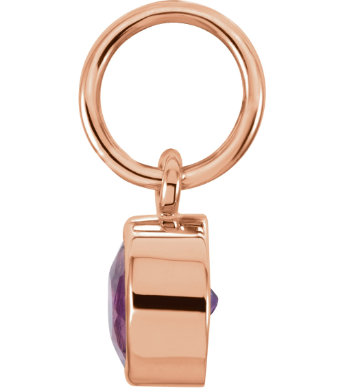 86179 Charm Set 14K Rose Round Imitation Amethyst 4 Mm Polished Posh Mommy Imitation Birthstone Charm