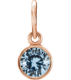 86179 Charm Set 14K Rose Round Imitation Aquamarine 4 Mm Polished Posh Mommy Imitation Birthstone Charm