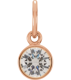 86179 Charm Set 14K Rose Round Imitation Diamond 4 Mm Polished Posh Mommy Imitation Birthstone Charm