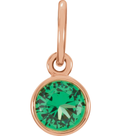 86179 Charm Set 14K Rose Round Imitation Emerald 4 Mm Polished Posh Mommy Imitation Birthstone Charm