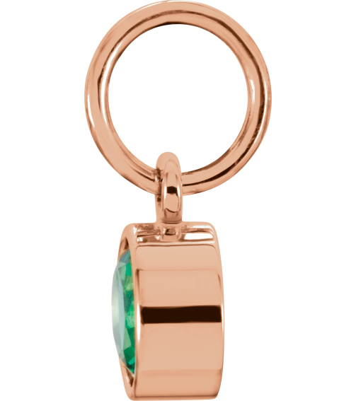 86179 Charm Set 14K Rose Round Imitation Emerald 4 Mm Polished Posh Mommy Imitation Birthstone Charm