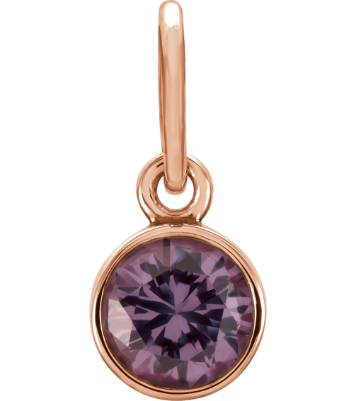 86179 Charm Set 14K Rose Round Imitation Alexandrite 4 Mm Polished Posh Mommy Imitation Birthstone Charm