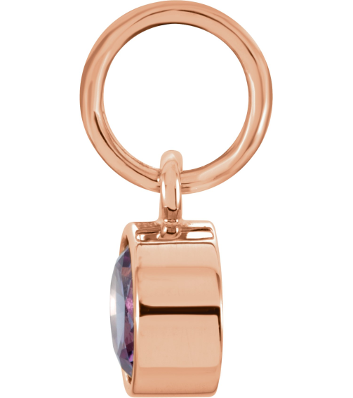 86179 Charm Set 14K Rose Round Imitation Alexandrite 4 Mm Polished Posh Mommy Imitation Birthstone Charm