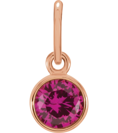 86179 Charm Set 14K Rose Round Imitation Ruby 4 Mm Polished Posh Mommy Imitation Birthstone Charm