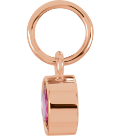 86179 Charm Set 14K Rose Round Imitation Ruby 4 Mm Polished Posh Mommy Imitation Birthstone Charm