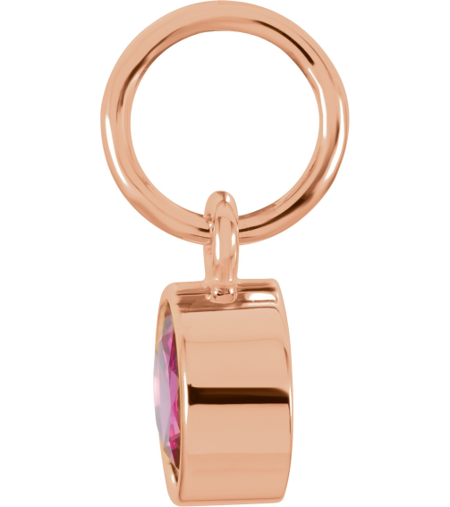 86179 Charm Set 14K Rose Round Imitation Ruby 4 Mm Polished Posh Mommy Imitation Birthstone Charm