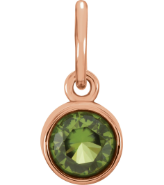 86179 Charm Set 14K Rose Round Imitation Peridot 4 Mm Polished Posh Mommy Imitation Birthstone Charm