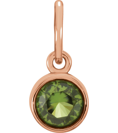 86179 Charm Set 14K Rose Round Imitation Peridot 4 Mm Polished Posh Mommy Imitation Birthstone Charm