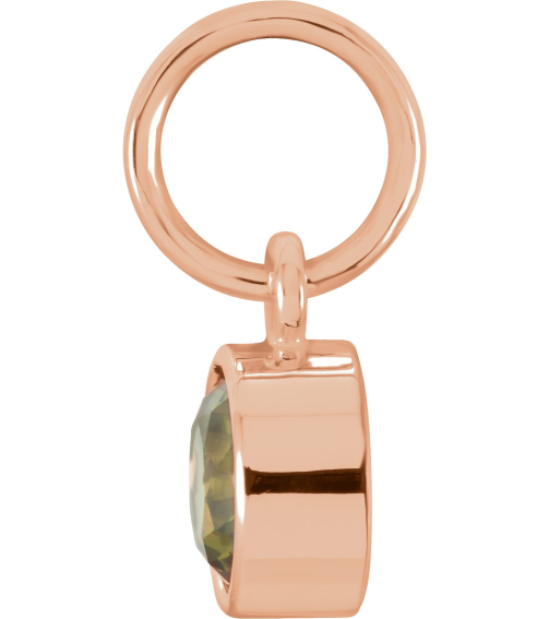 86179 Charm Set 14K Rose Round Imitation Peridot 4 Mm Polished Posh Mommy Imitation Birthstone Charm