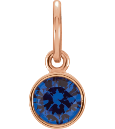 86179 Charm Set 14K Rose Round Imitation Blue Sapphire 4 Mm Polished Posh Mommy Imitation Birthstone Charm
