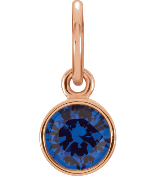 86179 Charm Set 14K Rose Round Imitation Blue Sapphire 4 Mm Polished Posh Mommy Imitation Birthstone Charm