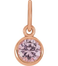 86179 Charm Set 14K Rose Round Imitation Pink Tourmaline 4 Mm Polished Posh Mommy Imitation Birthstone Charm