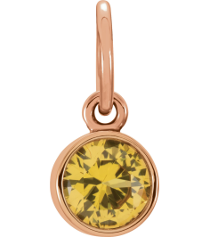 86179 Charm Set 14K Rose Round Imitation Citrine 4 Mm Polished Posh Mommy Imitation Birthstone Charm
