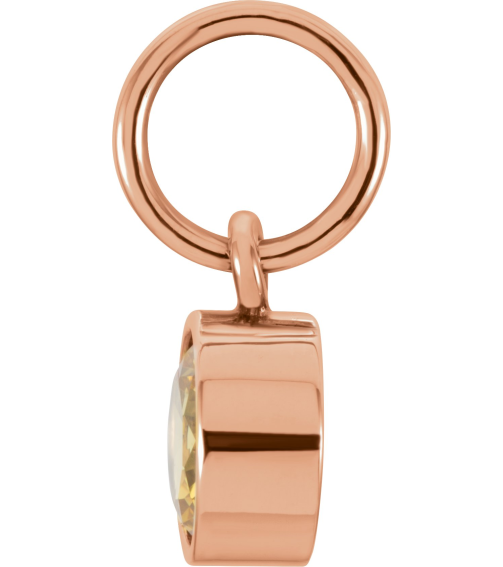 86179 Charm Set 14K Rose Round Imitation Citrine 4 Mm Polished Posh Mommy Imitation Birthstone Charm
