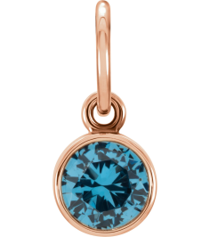 86179 Charm Set 14K Rose Round Imitation Blue Zircon 4 Mm Polished Posh Mommy Imitation Birthstone Charm