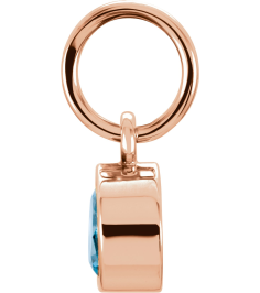 86179 Charm Set 14K Rose Round Imitation Blue Zircon 4 Mm Polished Posh Mommy Imitation Birthstone Charm