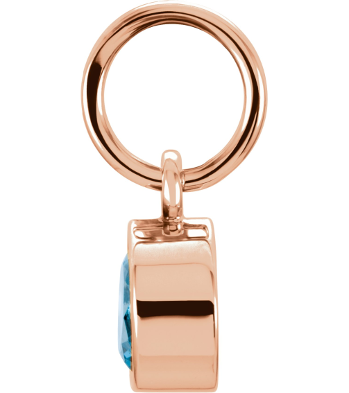 86179 Charm Set 14K Rose Round Imitation Blue Zircon 4 Mm Polished Posh Mommy Imitation Birthstone Charm