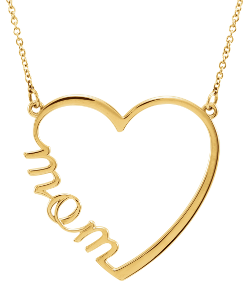 86206 Necklace 14K Yellow 30 X 28 Mm 17 In Polished Mom Heart Necklace