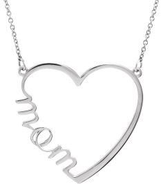 86206 Necklace 14K White 28 X 28 Mm 17 In Polished Mom Heart Necklace