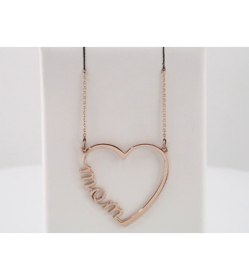 86206 Necklace 14K Rose 28 X 28 Mm 17 In Polished Mom Heart Necklace