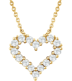 651759 Necklace Set 14K Yellow Round Natural Diamond 1.6Mm 14 Ctw I1, H+ 18 In Polished 14 Ctw Natural Diamond Heart Necklace