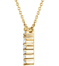 651759 Necklace Set 14K Yellow Round Natural Diamond 1.6Mm 14 Ctw I1, H+ 18 In Polished 14 Ctw Natural Diamond Heart Necklace