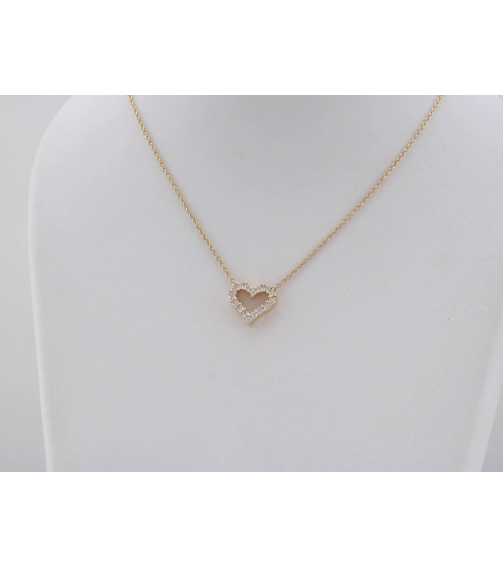 651759 Necklace Set 14K Yellow Round Natural Diamond 1.6Mm 14 Ctw I1, H+ 18 In Polished 14 Ctw Natural Diamond Heart Necklace