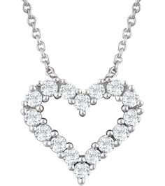 651759 Necklace Set 14K White Round Natural Diamond 1.6Mm 14 Ctw I1, H+ 18 In Polished 14 Ctw Natural Diamond Heart Necklace