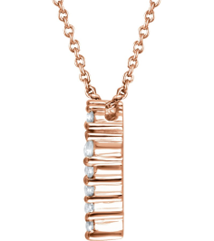 651759 Necklace Set 14K Rose Round Natural Diamond 1.6Mm 14 Ctw I1, H+ 18 In Polished 14 Ctw Natural Diamond Heart Necklace