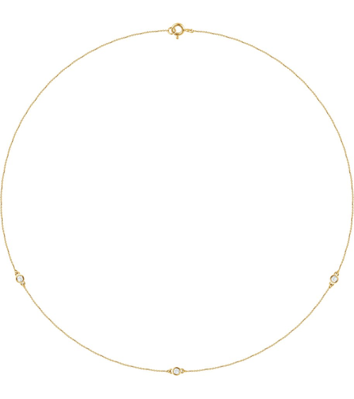 68577 Set 14K Yellow 3-Stone Natural Diamond 2.5Mm 15 Ctw I1, H+ Each Polished 15 Ctw Natural Diamond Necklace