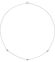 68577 Set 14K White 3-Stone Natural Diamond 2.5Mm 15 Ctw I1, H+ Each Polished 15 Ctw Natural Diamond Necklace