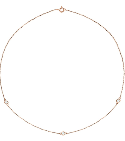 68577 Set 14K Rose 3-Stone Natural Diamond 3.1Mm 13 Ctw I1, H+ Each Polished 13 Ctw Natural Diamond Necklace