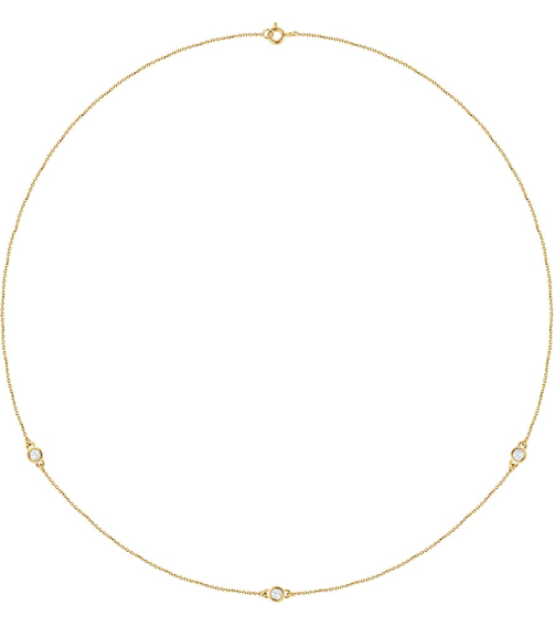 68577 Set 14K Yellow 3-Stone Natural Diamond 2.9Mm 14 Ctw I1, H+ Each Polished 14 Ctw Natural Diamond Necklace