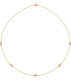 68577 Set 14K Yellow 5-Stone Natural Diamond 3Mm 12 Ctw I1, H+ Each Polished 12 Ctw Natural Diamond Necklace
